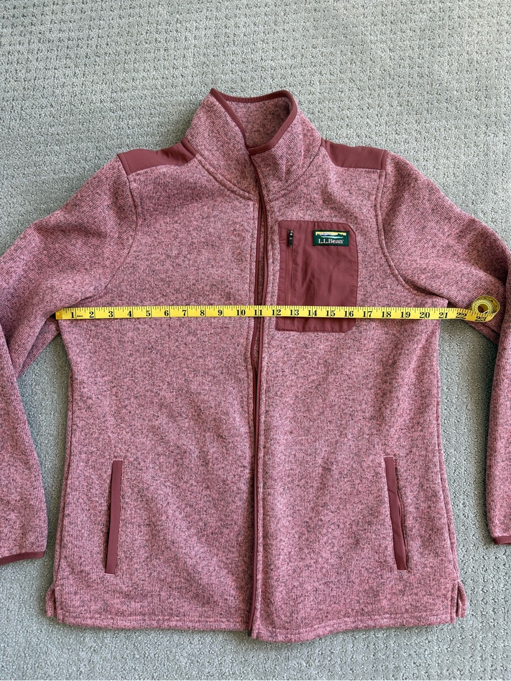 L.L. Bean Mountainside Marled Maroon Full-Zip Fleece Jacket - Picture 2 of 5
